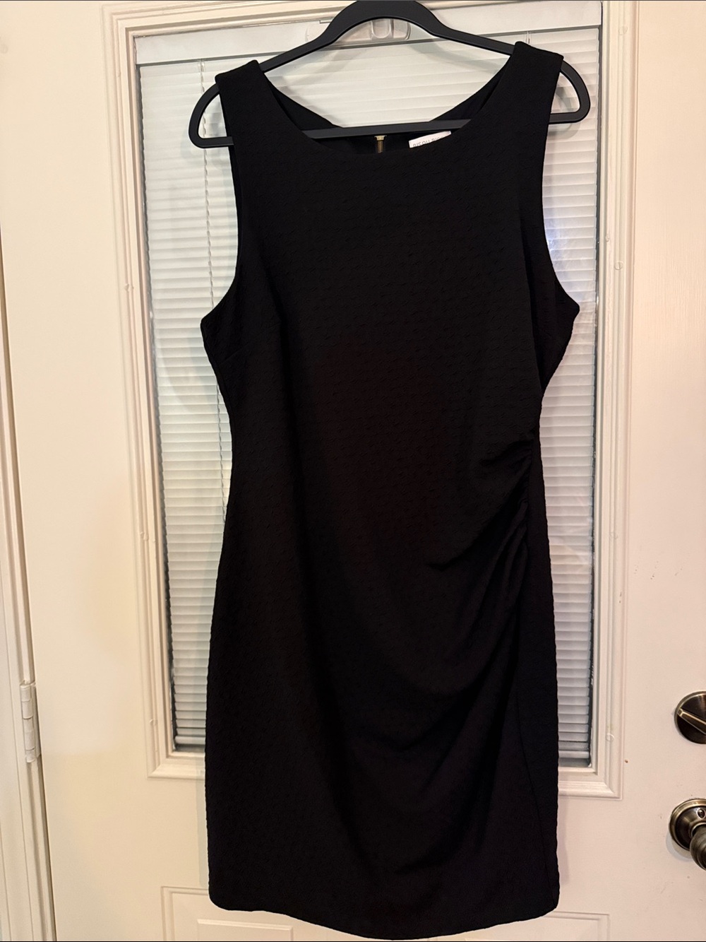 Bisou Bisou Black Sleeveless Side-Drape Sheath Dress